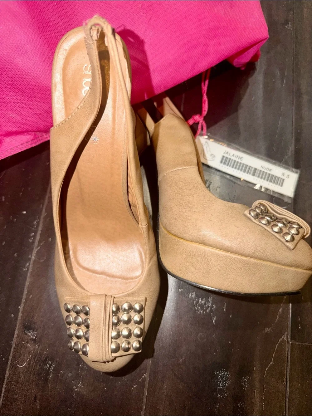 Shoe Dazzle JALAINE Studded Slingback Platforms